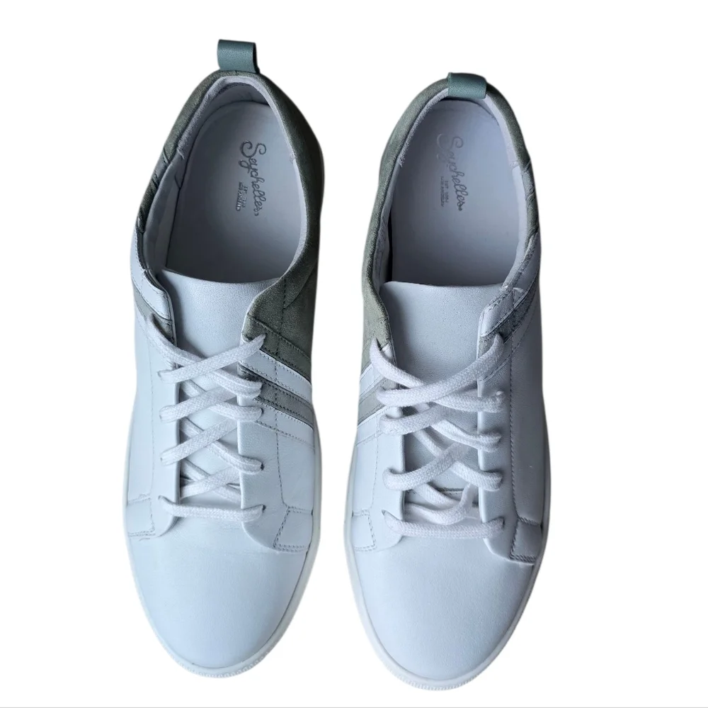Seychelles Stand Out White/Sage Leather Sneakers